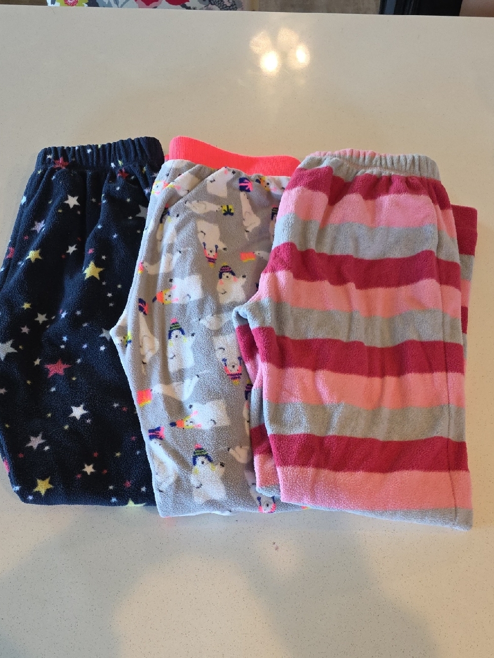 Lands' End Cozy Fleece Pajama Bottoms - Navy, Gray, Pink